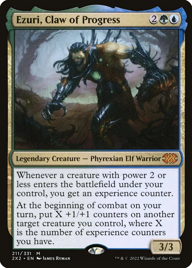 2022 Double Masters 2022 Ezuri, Claw of Progress [Foil] mythic #211 mythic card image