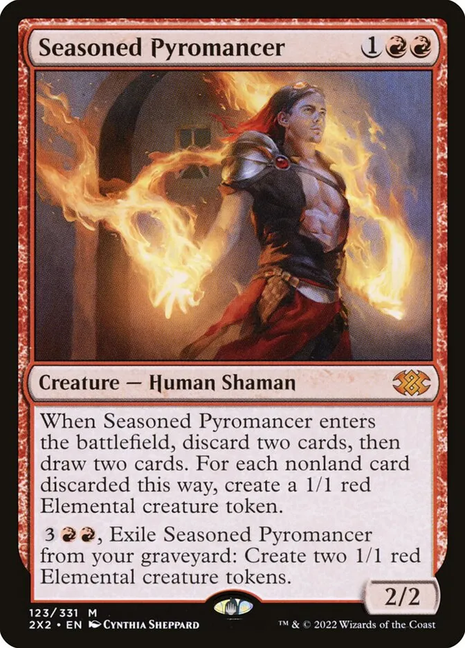 2022 Double Masters 2022 Seasoned Pyromancer #123 mythic card image