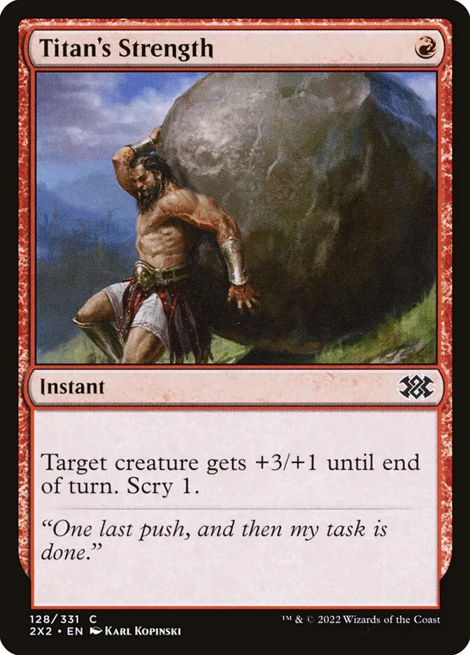 2022 Double Masters 2022 Titan's Strength common #128 common card image