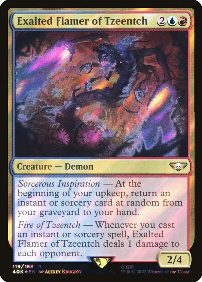 2022 Warhammer 40,000 Commander Exalted Flamer of Tzeentch #119★ rare card image