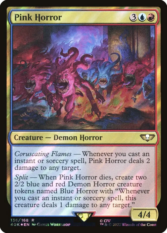 2022 Warhammer 40,000 Commander Pink Horror #136★ rare card image