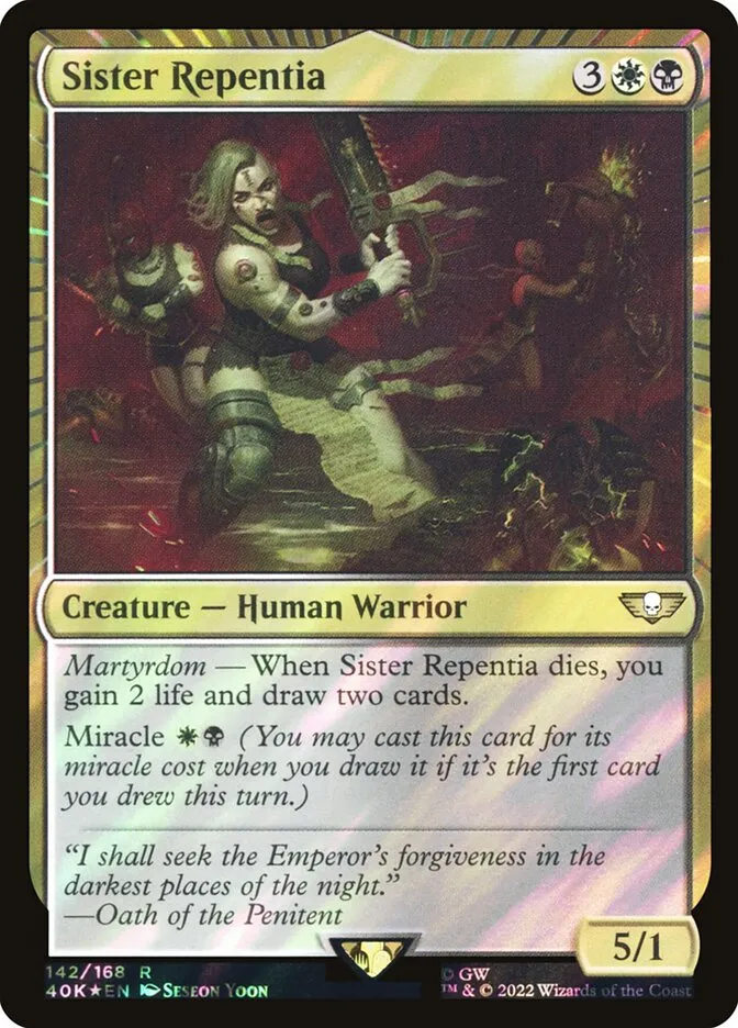 2022 Warhammer 40,000 Commander Sister Repentia #142★ rare card image