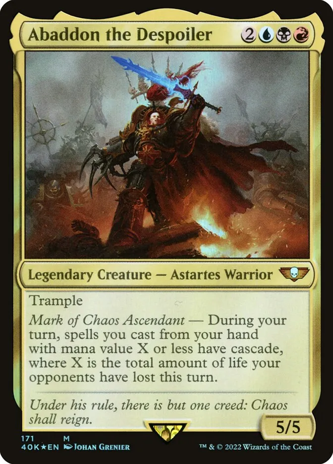 2022 Warhammer 40,000 Commander Abaddon the Despoiler #171 mythic card image