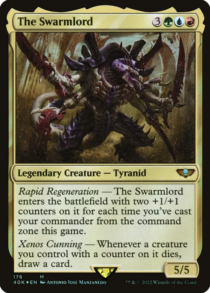 2022 Warhammer 40,000 Commander The Swarmlord #176 mythic card image