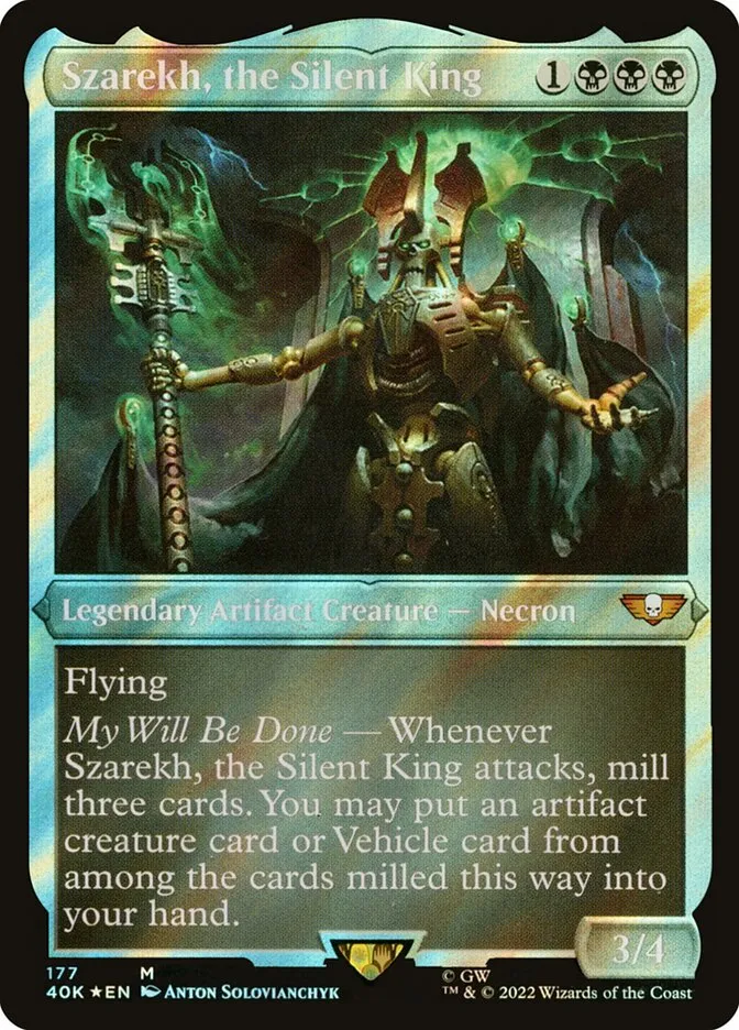 2022 Warhammer 40,000 Commander Szarekh, the Silent King #177 mythic card image