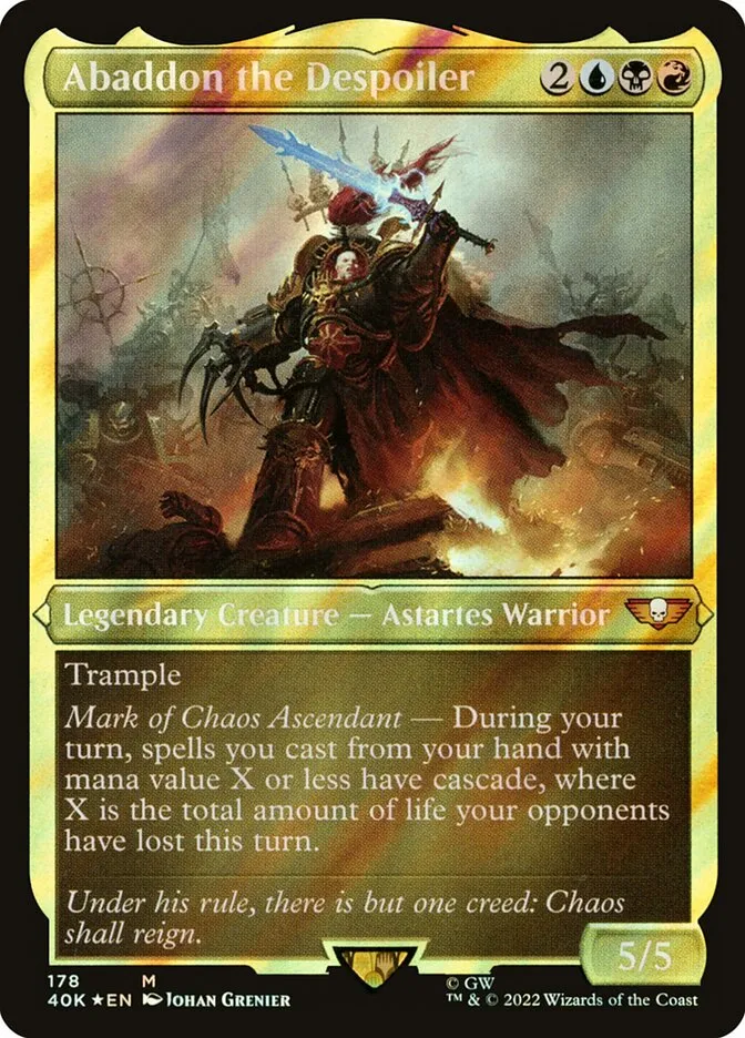 2022 Warhammer 40,000 Commander Abaddon the Despoiler #178 mythic card image