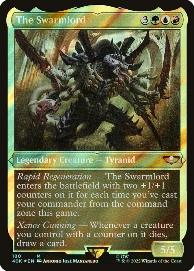 2022 Warhammer 40,000 Commander The Swarmlord #180 mythic card image