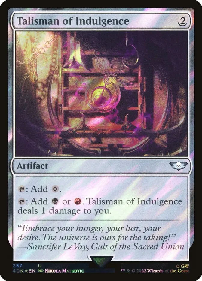 2022 Warhammer 40,000 Commander Talisman of Indulgence #257★ uncommon card image