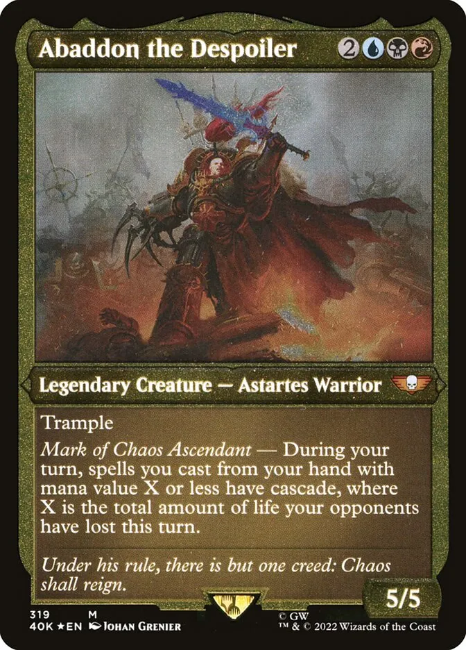 2022 Warhammer 40,000 Commander Abaddon the Despoiler #319 mythic card image