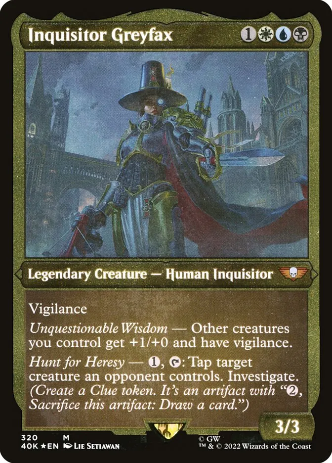 2022 Warhammer 40,000 Commander Inquisitor Greyfax #320 mythic card image