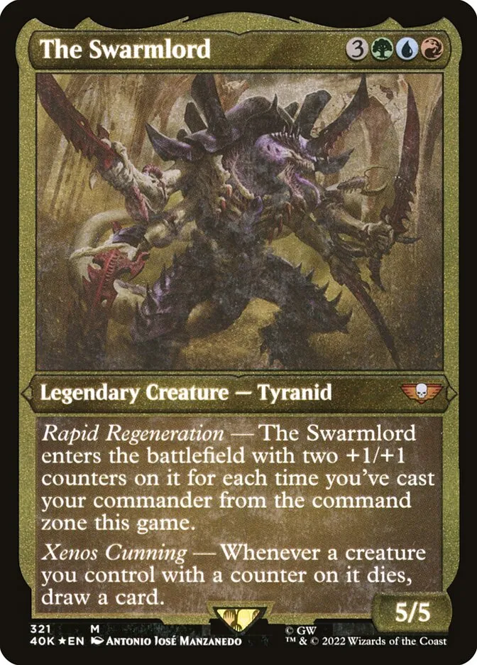 2022 Warhammer 40,000 Commander The Swarmlord #321 mythic card image