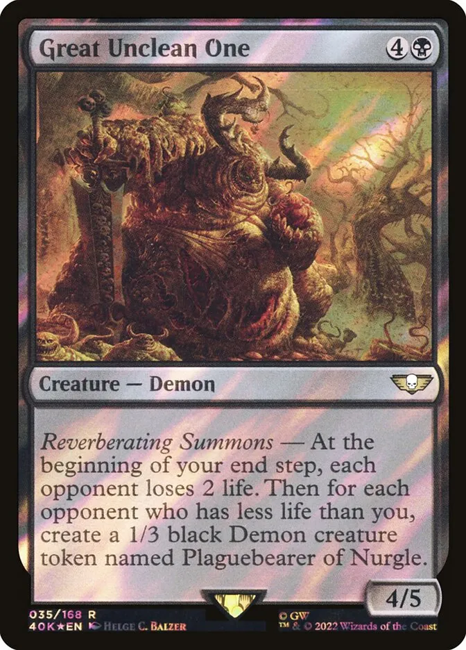 2022 Warhammer 40,000 Commander Great Unclean One rare #35★ rare card image
