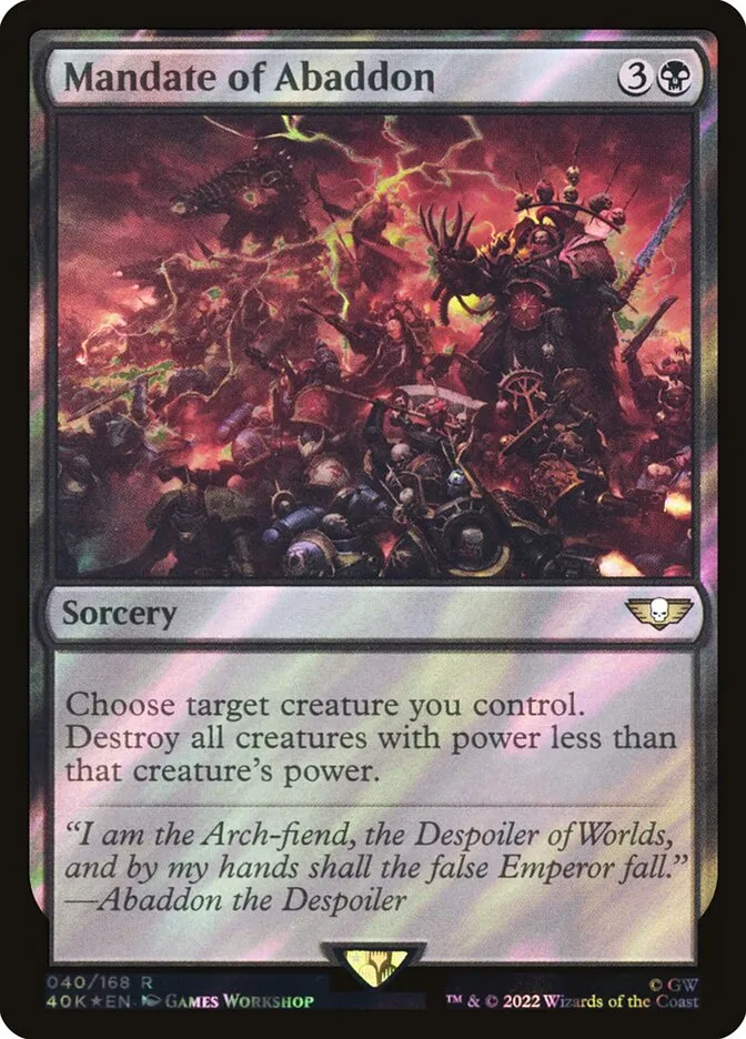 2022 Warhammer 40,000 Commander Mandate of Abaddon rare #40★ rare card image