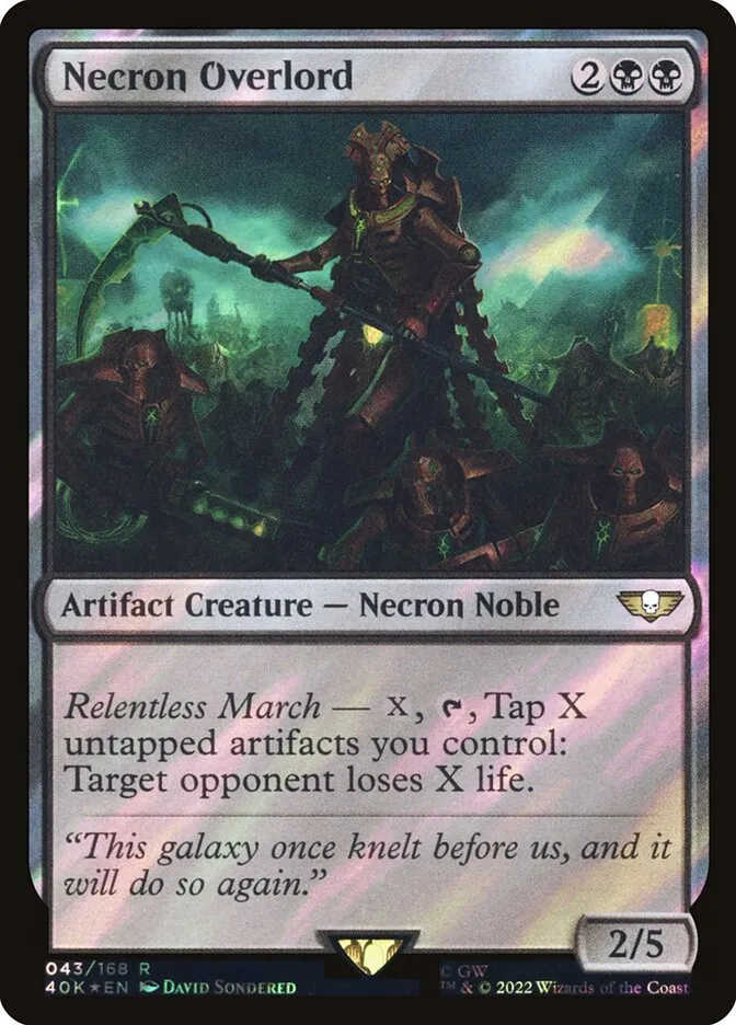 2022 Warhammer 40,000 Commander Necron Overlord rare #43★ rare card image