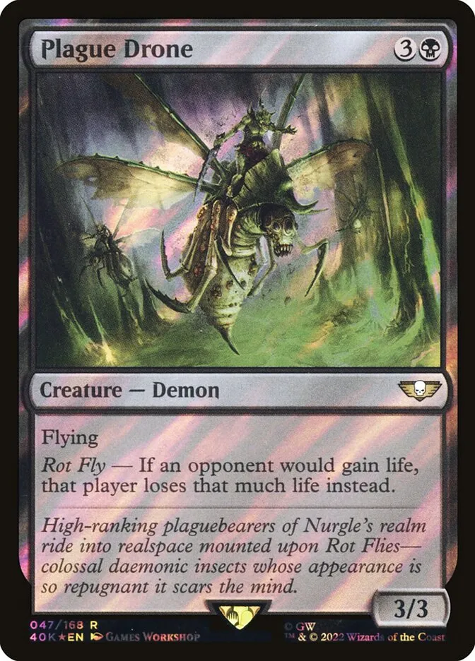 2022 Warhammer 40,000 Commander Plague Drone rare #47★ rare card image