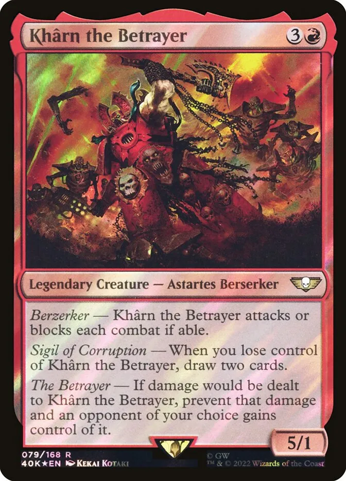 2022 Warhammer 40,000 Commander Khârn the Betrayer #79★ rare card image