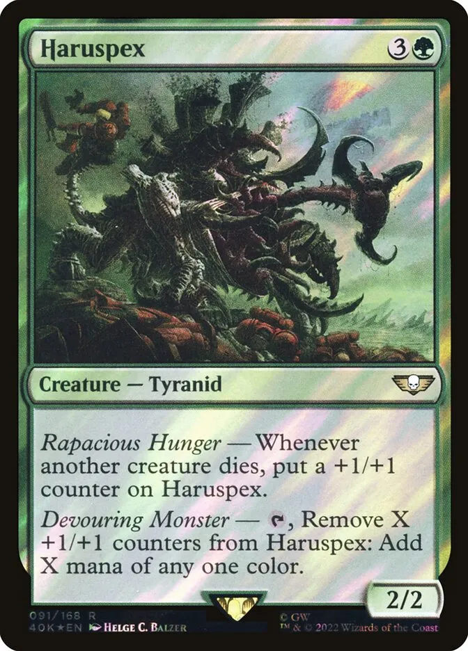 2022 Warhammer 40,000 Commander Haruspex #91★ rare card image