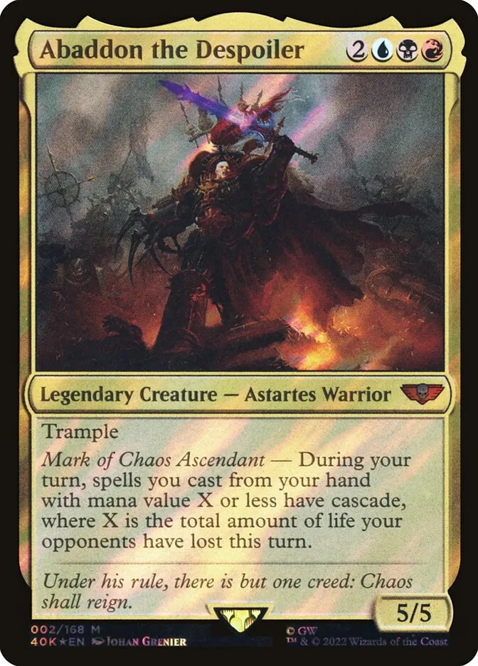2022 Warhammer 40,000 Commander Abaddon the Despoiler mythic #2 mythic card image