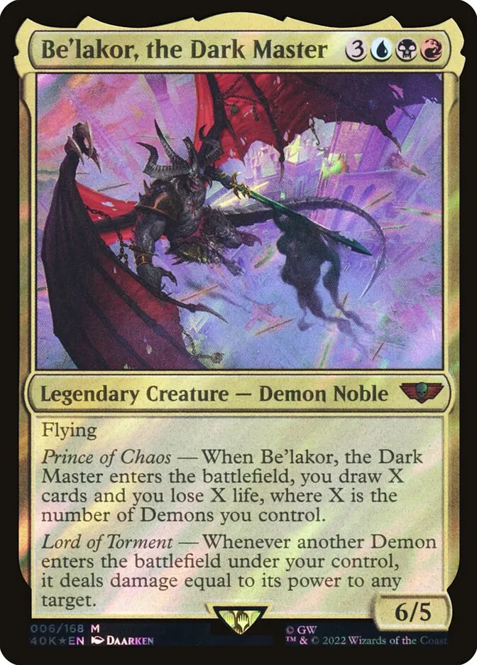 2022 Warhammer 40,000 Commander Be'lakor, the Dark Master mythic #6 mythic card image