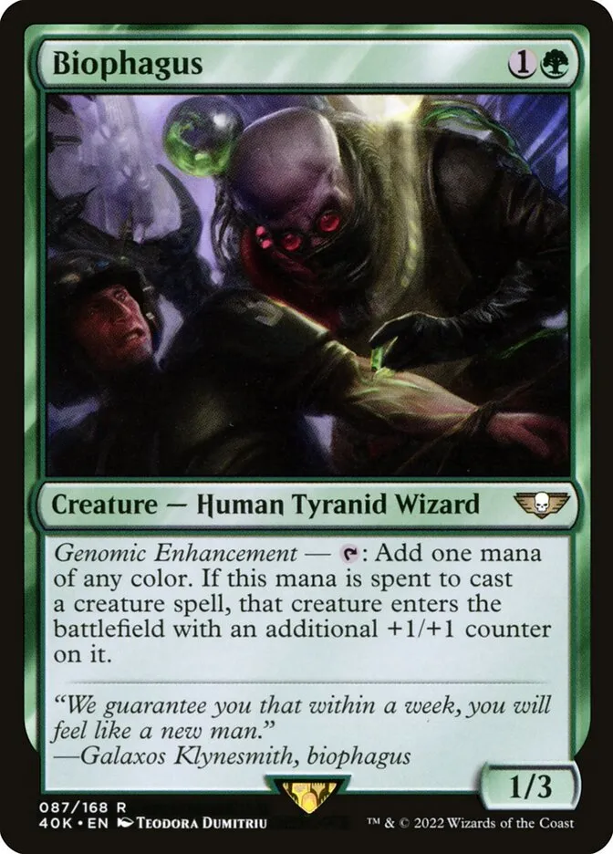 2022 Warhammer 40,000 Commander Biophagus #87 rare card image