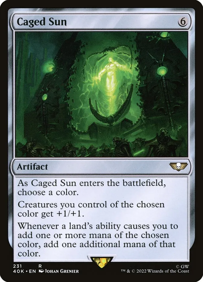 2022 Warhammer 40,000 Commander Caged Sun #231 rare card image