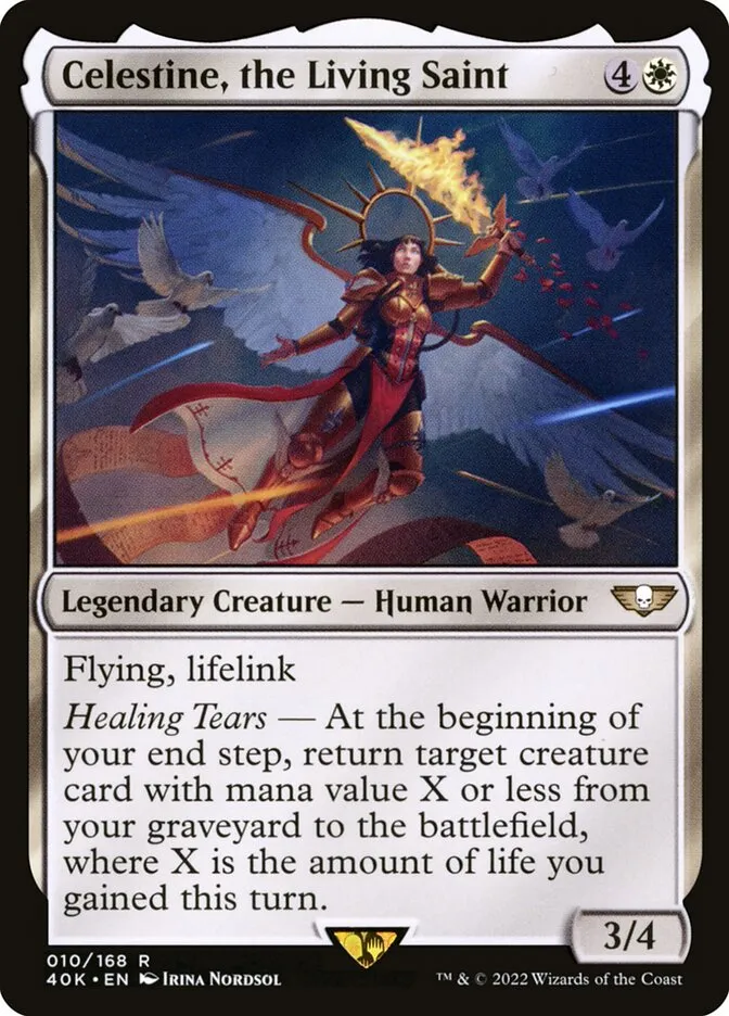 2022 Warhammer 40,000 Commander Celestine, the Living Saint rare #10 rare card image