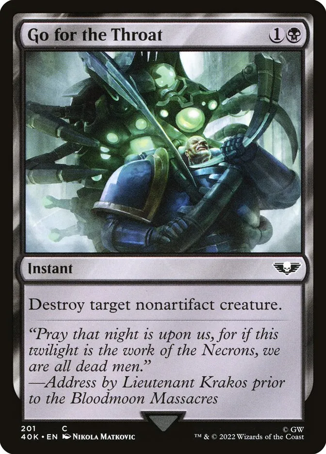 2022 Warhammer 40,000 Commander Go for the Throat #201 common card image