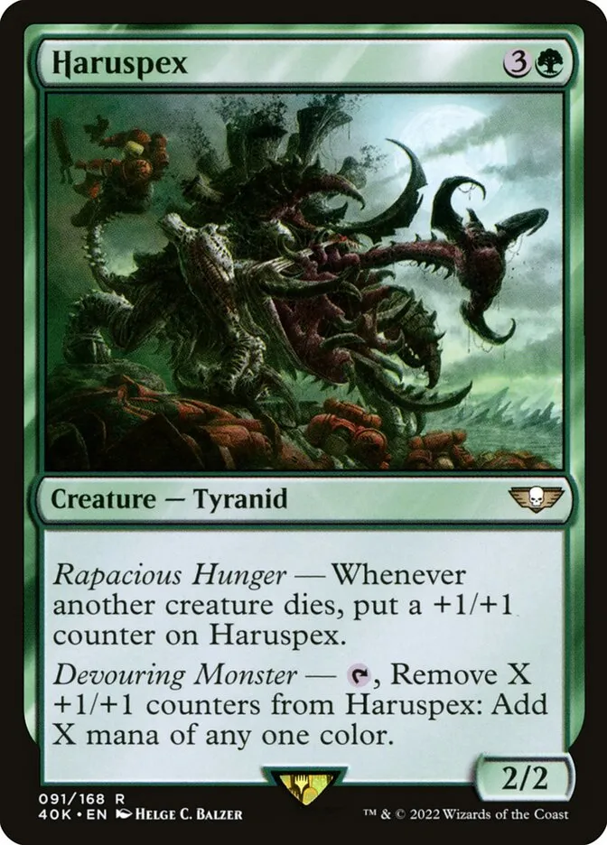 2022 Warhammer 40,000 Commander Haruspex #91 rare card image
