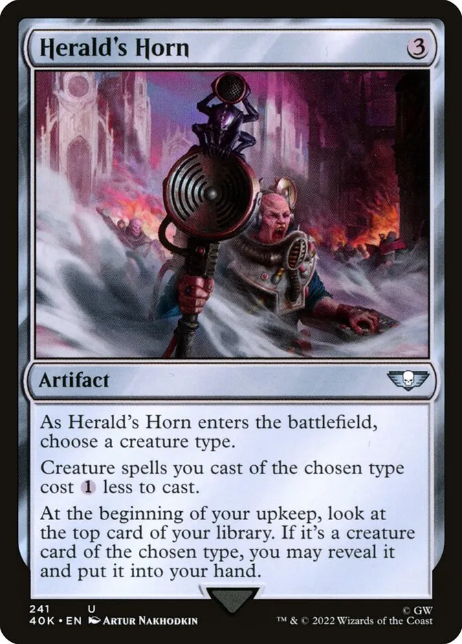2022 Warhammer 40,000 Commander Herald's Horn #241 uncommon card image