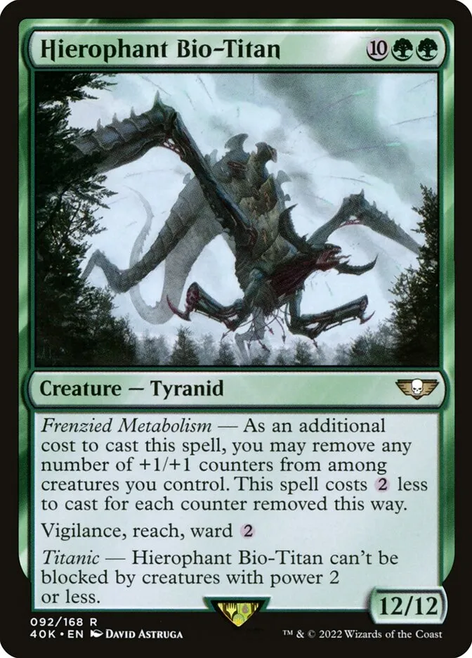 2022 Warhammer 40,000 Commander Hierophant Bio-Titan #92 rare card image