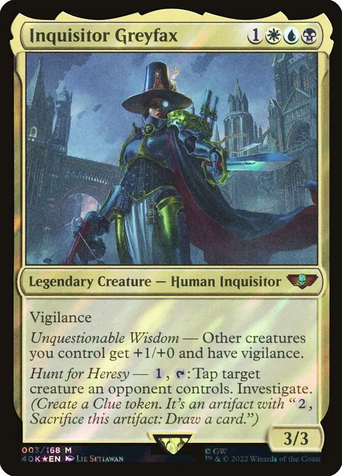 2022 Warhammer 40,000 Commander Inquisitor Greyfax mythic #3 mythic card image