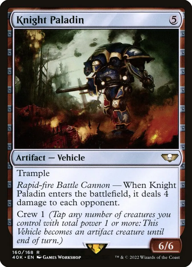 2022 Warhammer 40,000 Commander Knight Paladin #160 rare card image