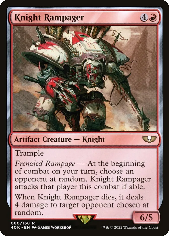 2022 Warhammer 40,000 Commander Knight Rampager #80 rare card image
