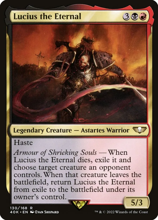 2022 Warhammer 40,000 Commander Lucius the Eternal #130 rare card image