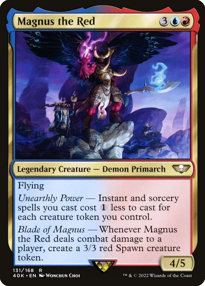 2022 Warhammer 40,000 Commander Magnus the Red #131 rare card image