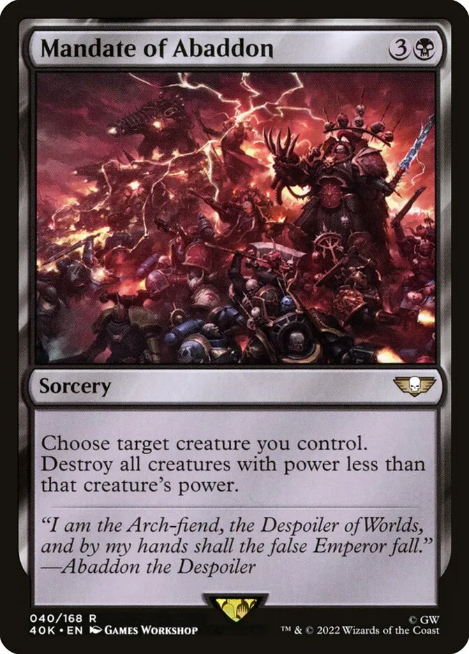 2022 Warhammer 40,000 Commander Mandate of Abaddon rare #40 rare card image