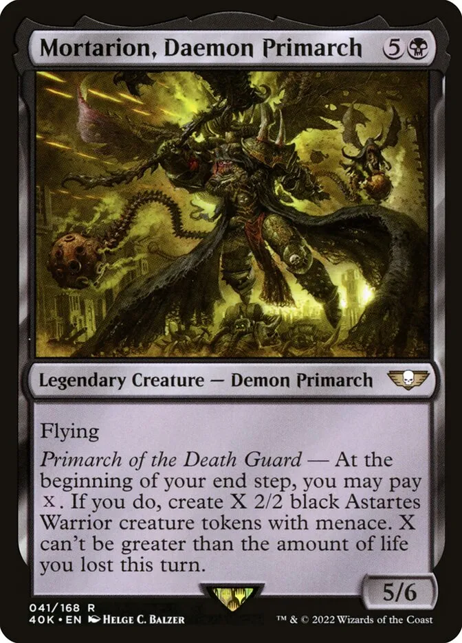 2022 Warhammer 40,000 Commander Mortarion, Daemon Primarch rare #41 rare card image
