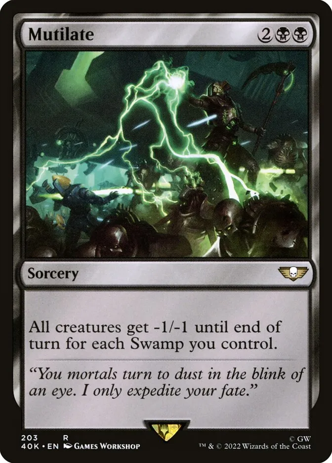 2022 Warhammer 40,000 Commander Mutilate #203 rare card image