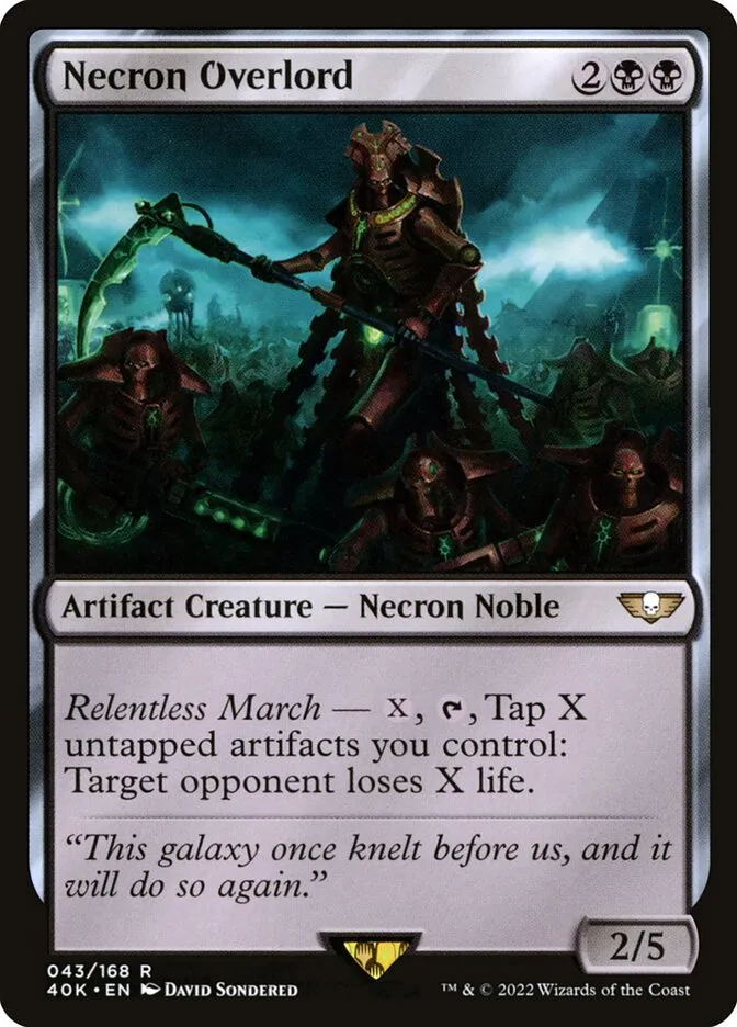 2022 Warhammer 40,000 Commander Necron Overlord rare #43 rare card image