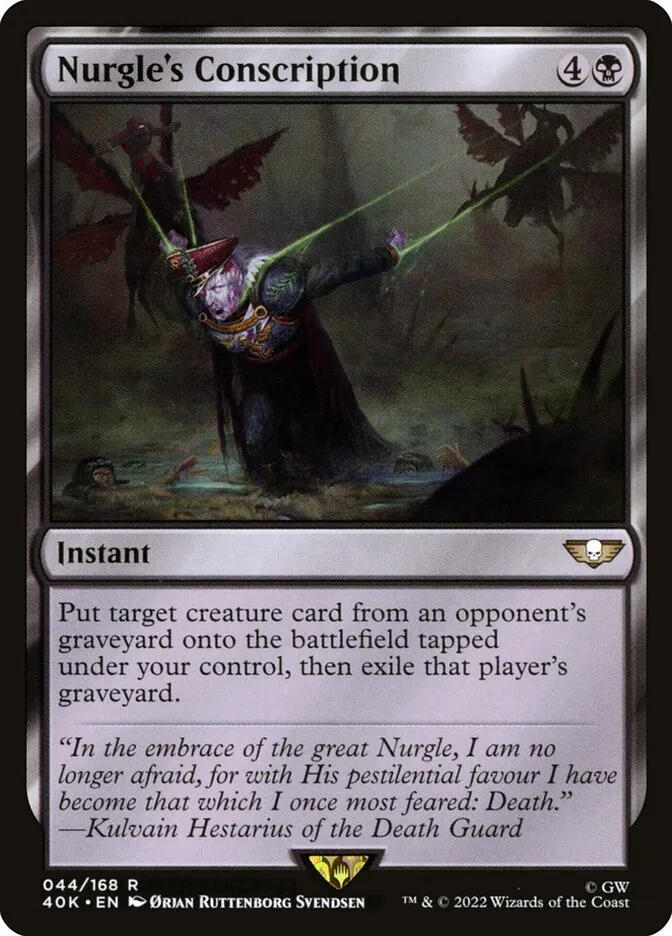 2022 Warhammer 40,000 Commander Nurgle's Conscription rare #44 rare card image