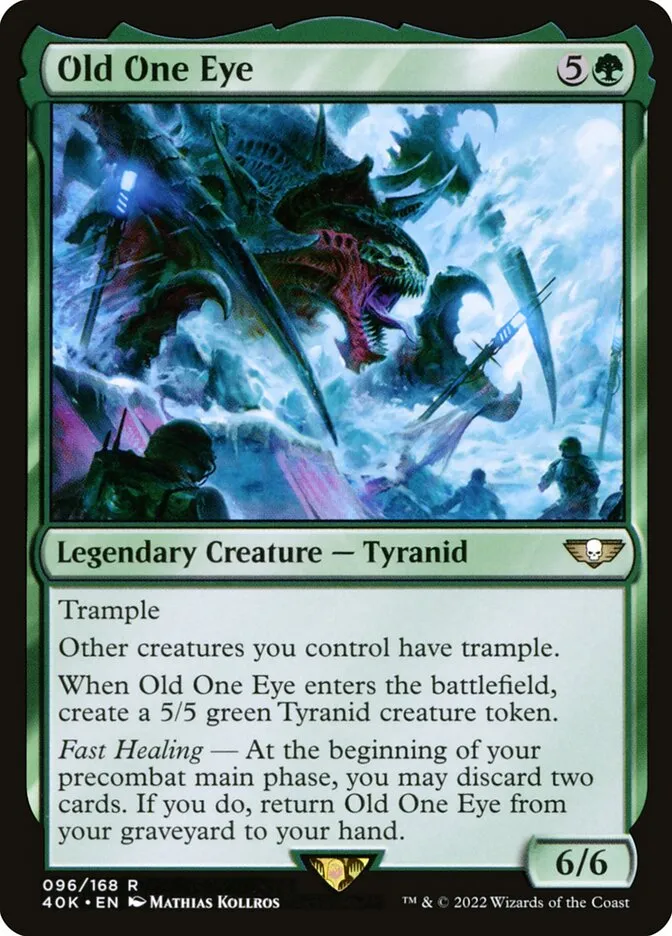 2022 Warhammer 40,000 Commander Old One Eye #96 rare card image