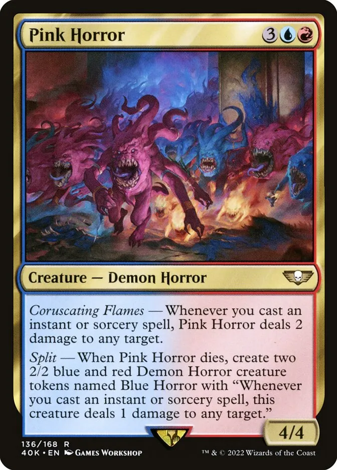 2022 Warhammer 40,000 Commander Pink Horror #136 rare card image