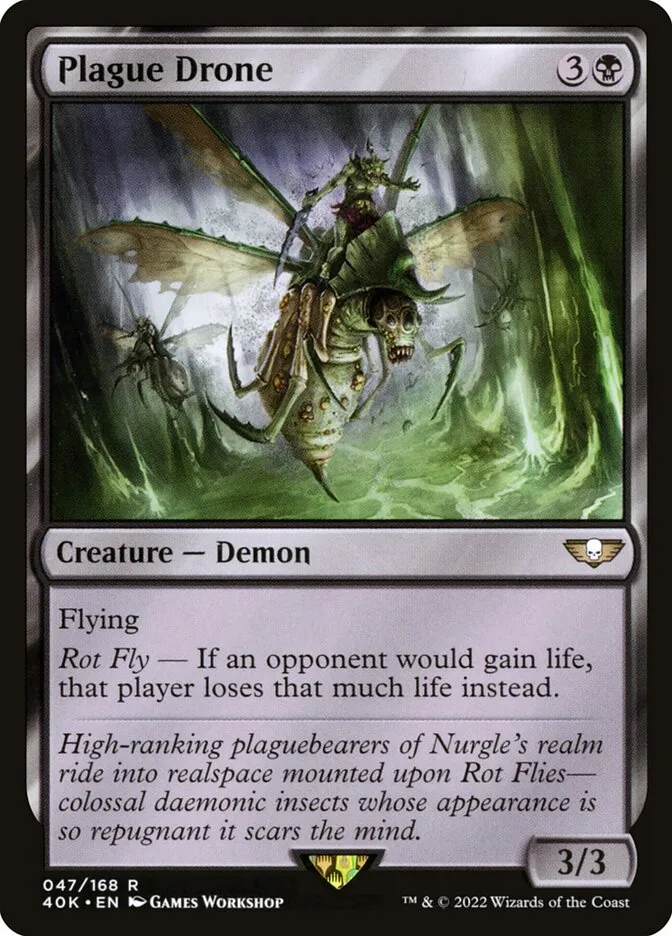 2022 Warhammer 40,000 Commander Plague Drone rare #47 rare card image