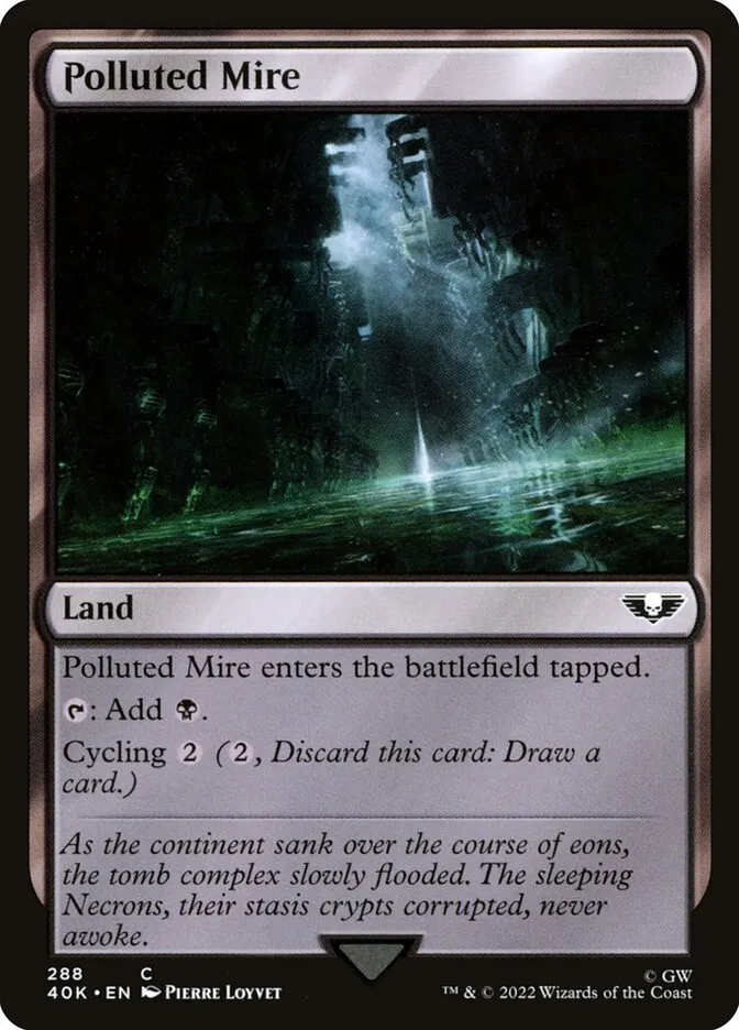 2022 Warhammer 40,000 Commander Polluted Mire common #288 common card image