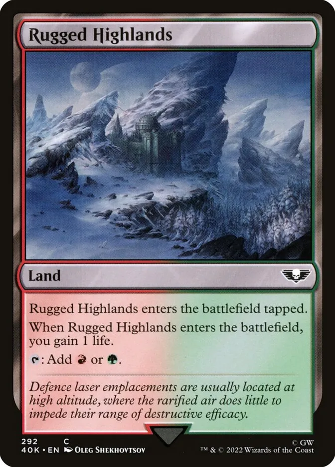 2022 Warhammer 40,000 Commander Rugged Highlands common #292 common card image