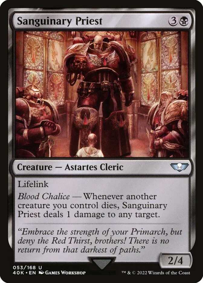 2022 Warhammer 40,000 Commander Sanguinary Priest #53 uncommon card image