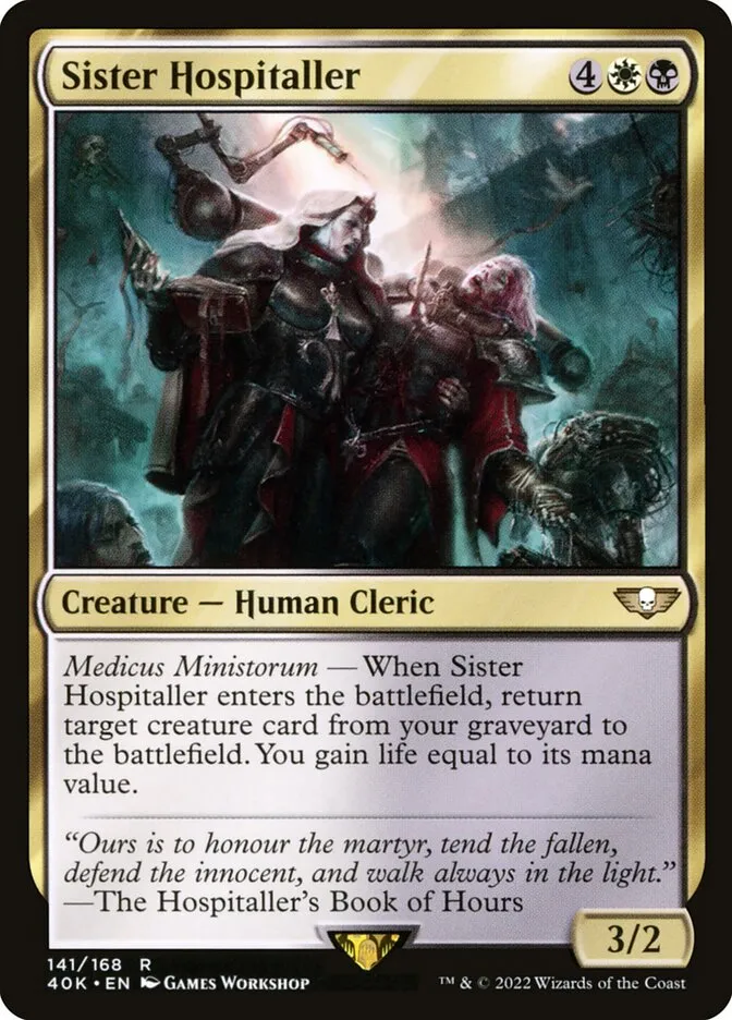 2022 Warhammer 40,000 Commander Sister Hospitaller #141 rare card image