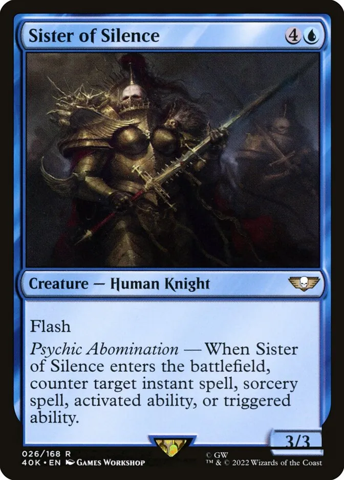 2022 Warhammer 40,000 Commander Sister of Silence rare #26 rare card image