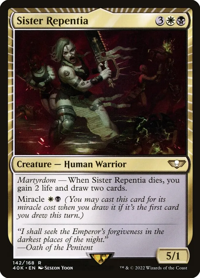 2022 Warhammer 40,000 Commander Sister Repentia #142 rare card image