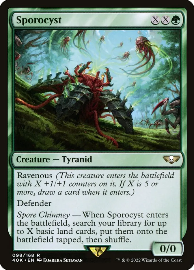 2022 Warhammer 40,000 Commander Sporocyst #98 rare card image